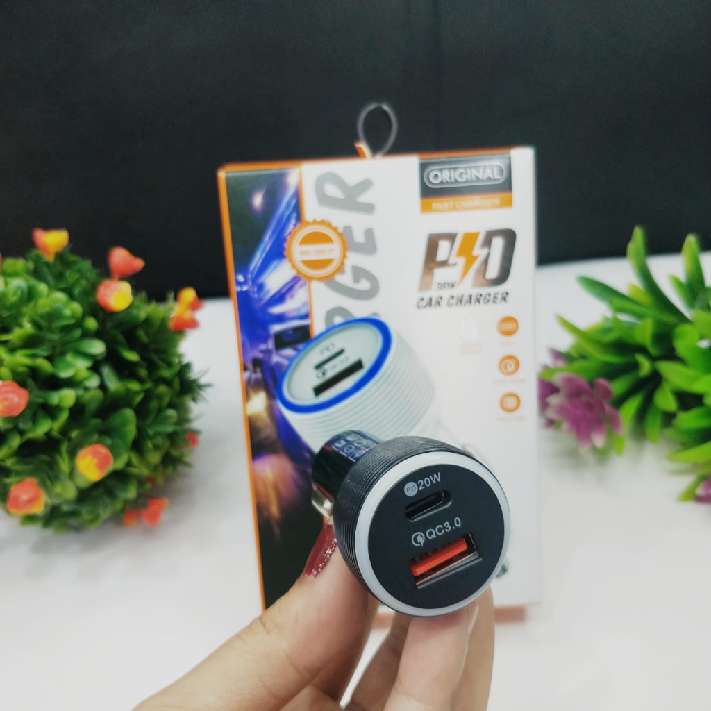 MINIGO Batok Saver 38W Y-01 2 Lubang Usb PD &amp; Type C CAR CHARGER dual port output high quality packing import premium