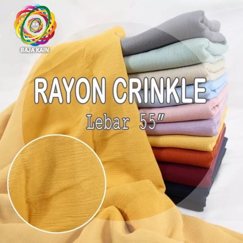 Bahan Kain RAYON CRINKLE (1 Roll/50 yard) Kain Viscose Viscos Kerut Premium