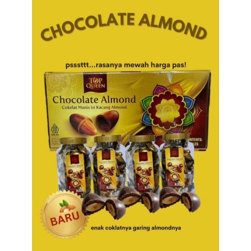 

COKLAT ALMOND ISI 4 TOPLES TOP QUEEN - COKELAT ALMOND ISI 4 TOPLES