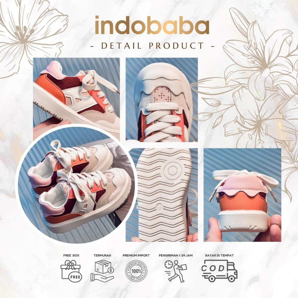 indobaba Sepatu Anak Perempuan Sneakers Anak Import Casual Canvas 1-5 Tahun S140