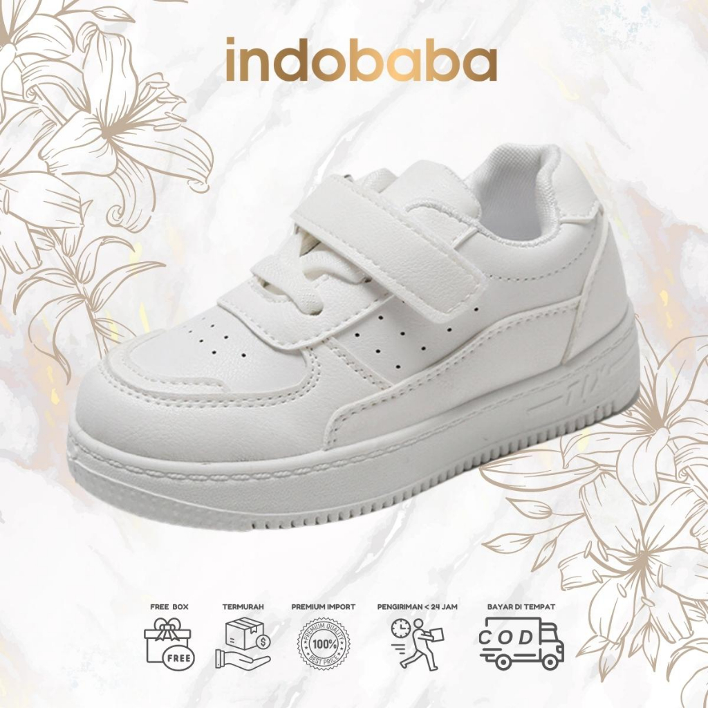 indobaba Sepatu Anak Perempuan Sneakers Anak Warna Putih Import Premium Quality S142