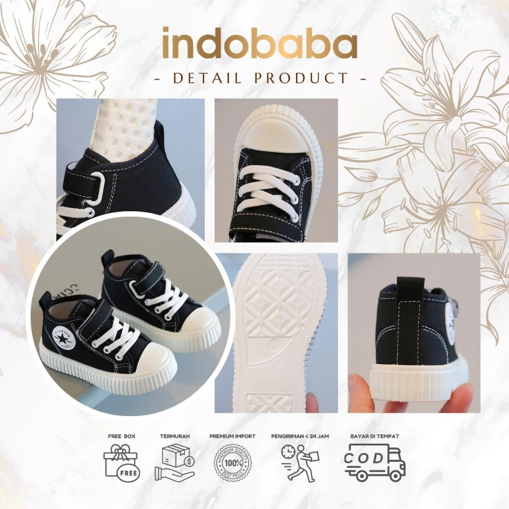 indobaba Sepatu Anak Perempuan Sneakers Anak Import Fashion Canvas 1-5 Tahun S146