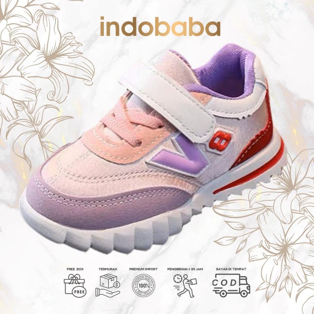 indobaba Sepatu Anak Perempuan Sneakers Anak Import Fashion Casual 1-5 Tahun S160