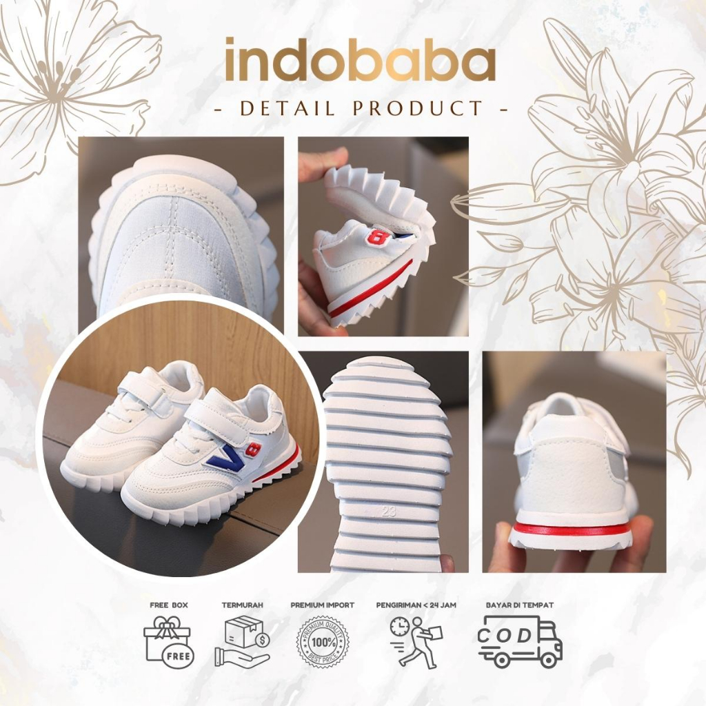 indobaba Sepatu Anak Perempuan Sneakers Anak Import Fashion Casual 1-5 Tahun S160