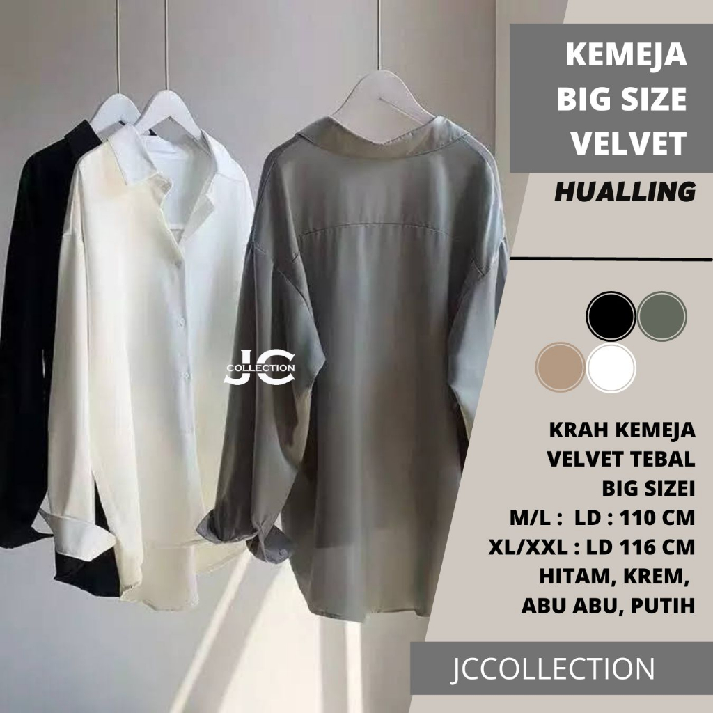 Kemeja Wanita Jumbo Oversize lengan panjang Korea Style Hualling JCCollections