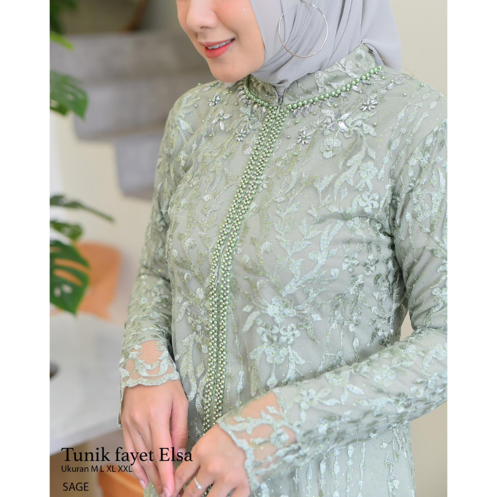 Kebaya kurung tunik payet salsa Kebaya modern Baju outfit pesta pernikahan lamaran wisuda dan kondangan Kebaya brukat jumbo modis dan cantik