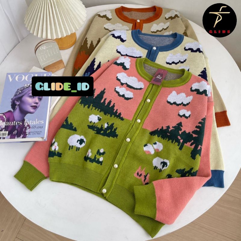 Meyriska Cardy - Kardigan Rajut Wanita Motif Awan