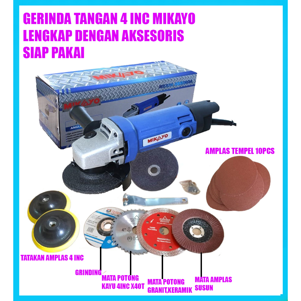 KUALITAS TERJAMIN BOS !! MESIN GERINDA TANGAN GURINDA TANGAN ANGLE GRINDER SERBAGUNA 4 IN 4&quot; MIKAYO