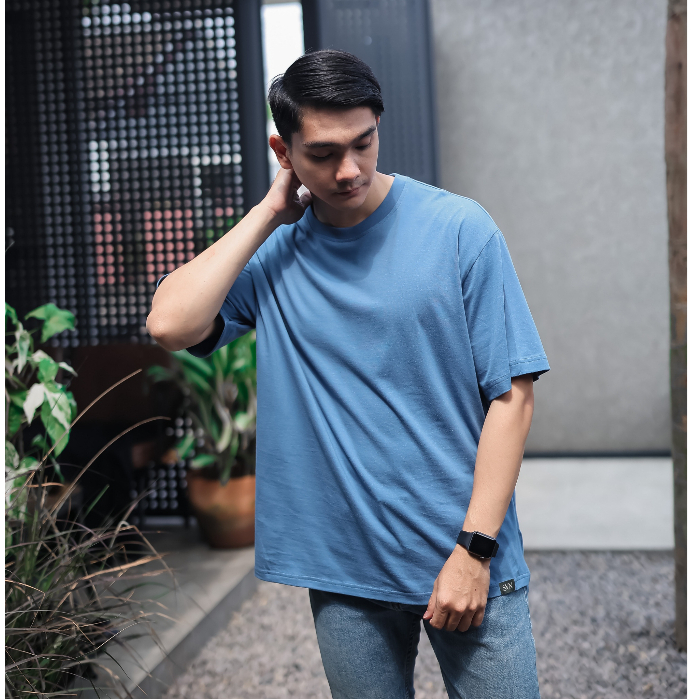 SANVANINA Kaos Oversize T-Shirt Polos Biru Muda | Cooper Oversized T-Shirt Steel Blue | OT-01E