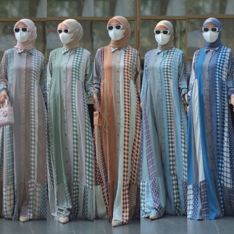 (23) DLOVERA MOZA DRESS Baju Dress Gamis Wanita Muslimah Pattern Cantik Mozza Dress by D'lovera . TZ