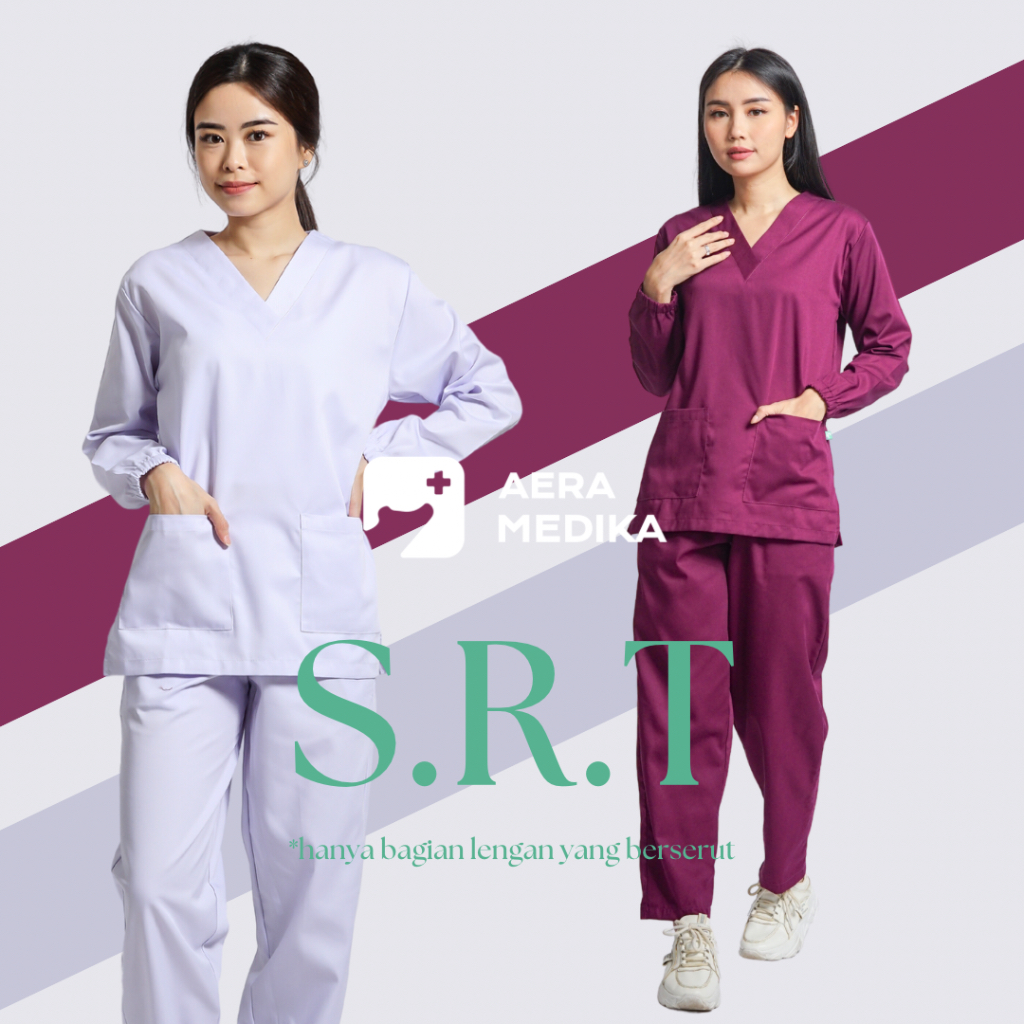 (SRT) - SET Baju Jaga Perawat / Dokter / Baju Jaga / Seragam Medis / Scrub Medis / Oka Lengan Panjang - AERAMEDIKA