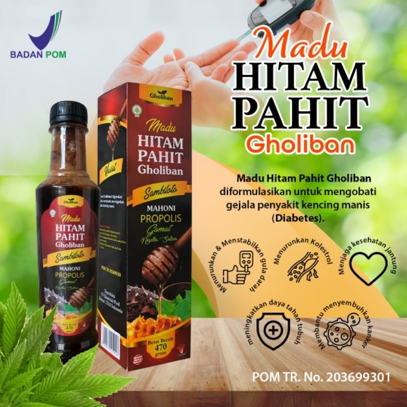 

p4yu Madu Hitam Pahit Plus Gamat Gholiban extra sambiloto