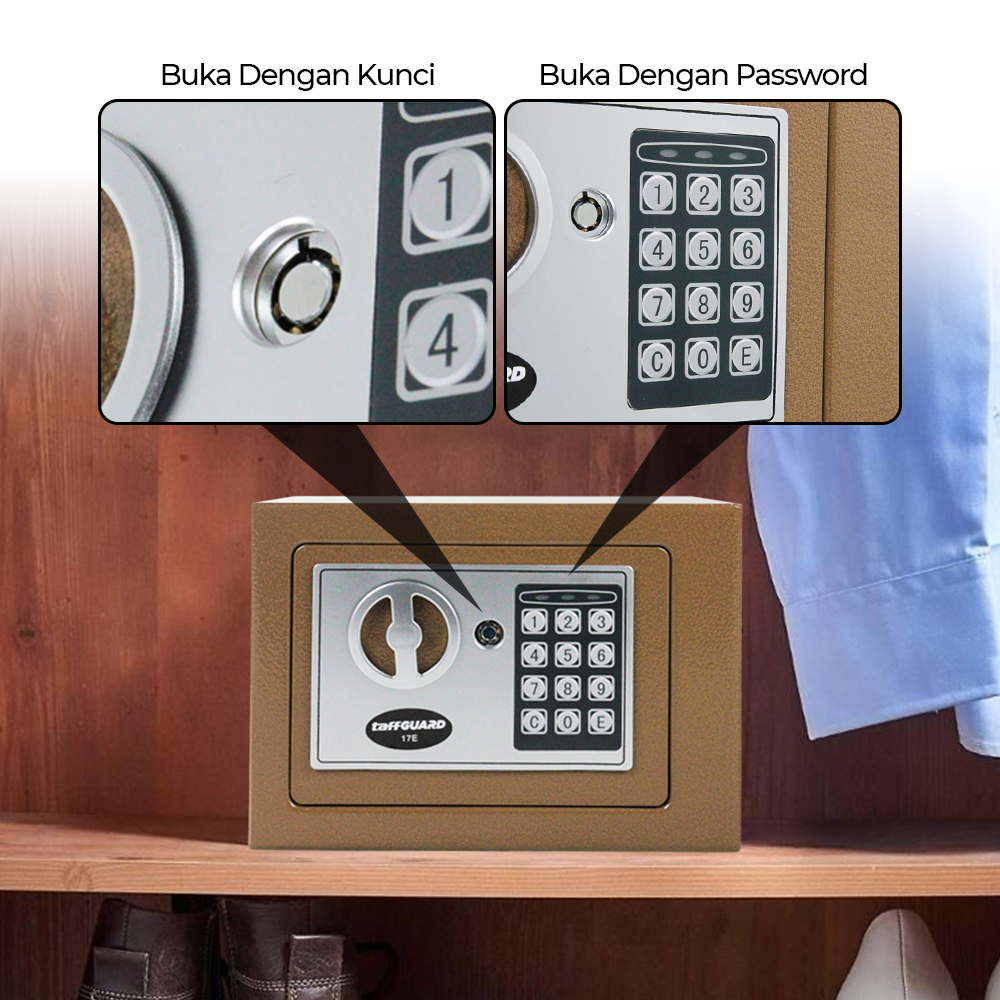 Taffguard Kotak Brankas Hotel Mini Password Safe Deposit Box 4.6L 17E