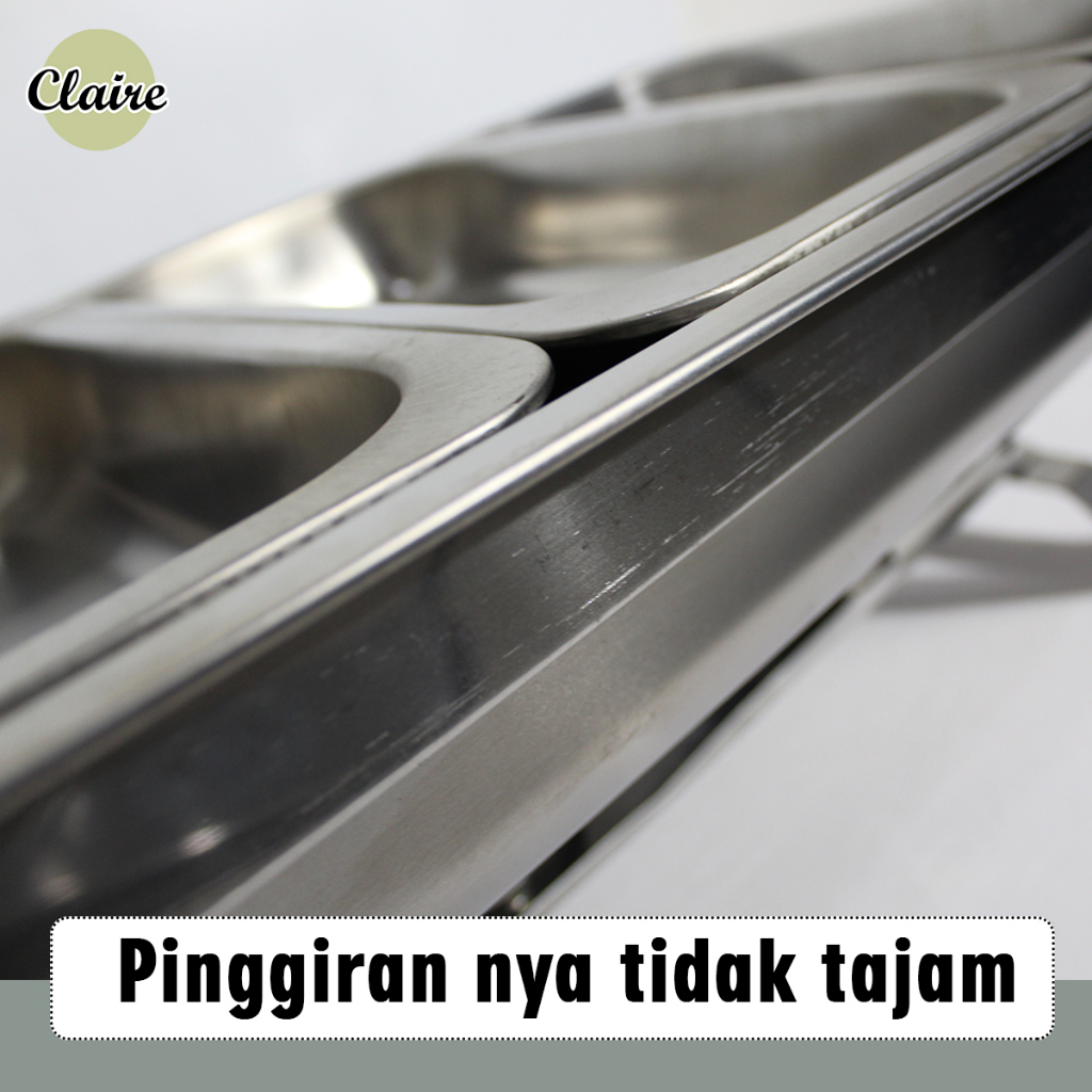 Prasmanan Jumbo 3 Sekat Set Wadah Saji Stainless Steel / Fast Food Dish Prasmanan 11 Liter