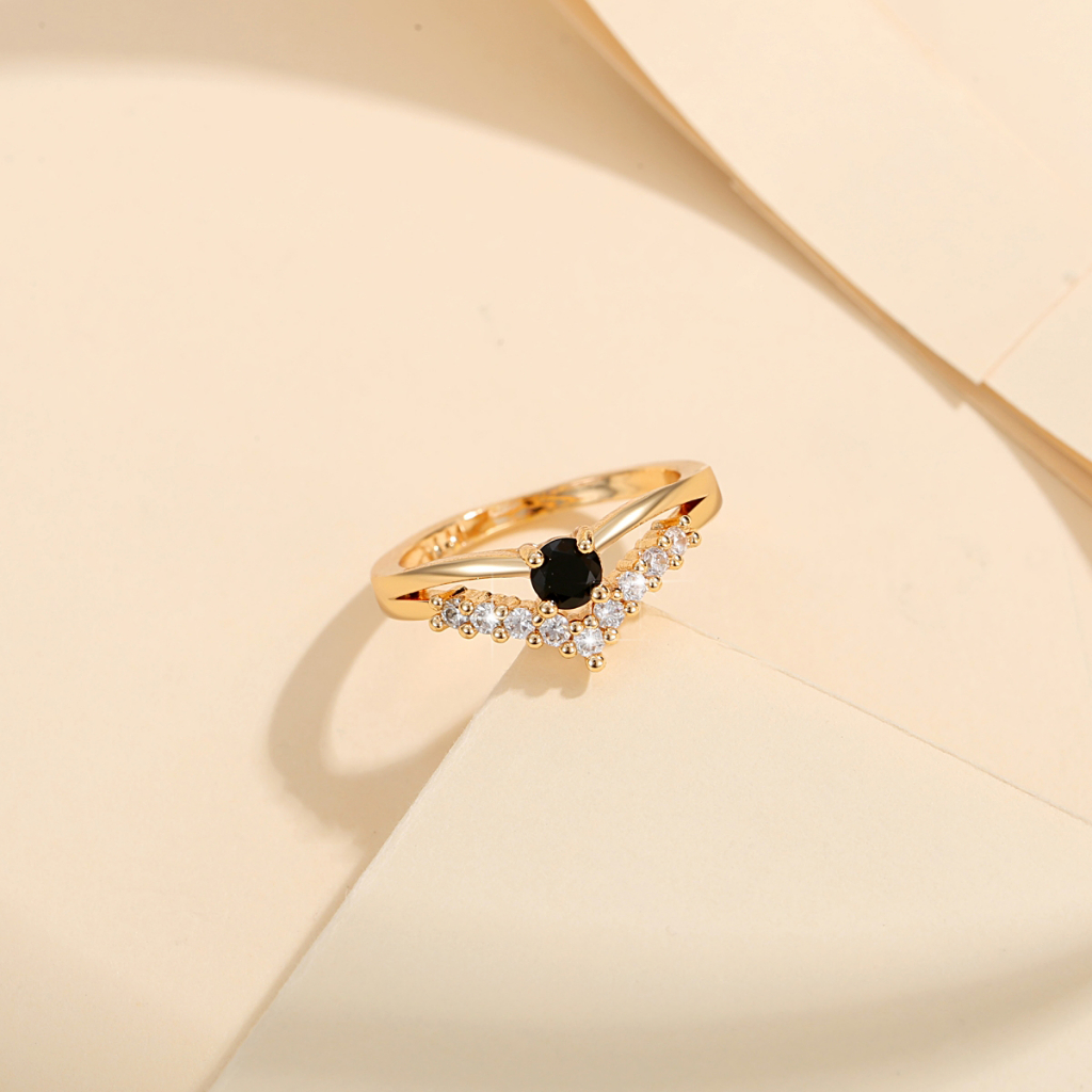 Y125 [COD✔] Cincin Terbaru Obsidian Berlian Titanium Cincin Anti Karat Untuk Wanita
