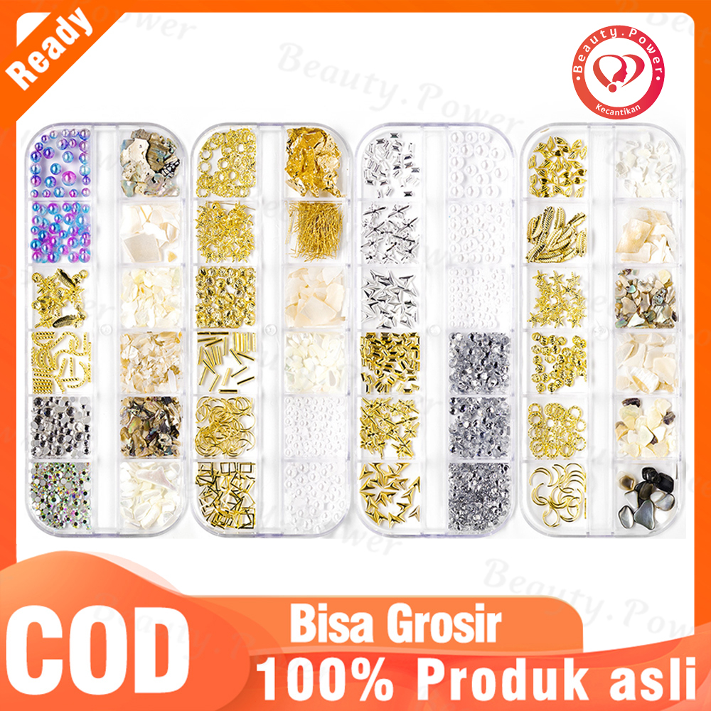 Aksesoris Hiasan Nail Art kuku palsu manik-manik sequins pearl mix silver gold / Nail art DIY /Nail Decor