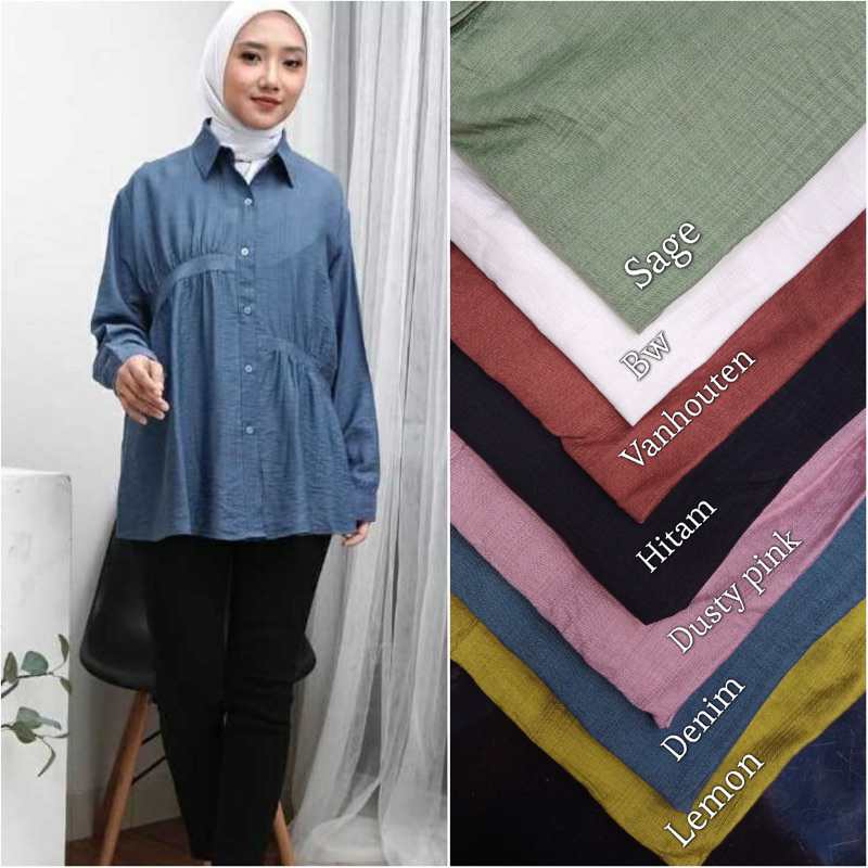 NEW KEMEJA NISSA  PINGGANG POLO LINEN