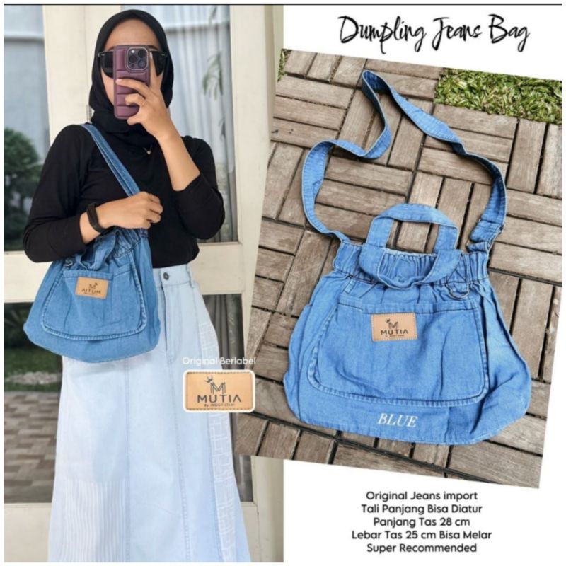 Dumpling jeans bag.TAS JEANS WANITA MODEL TERBARU, TAS SLEMPANG JEANS WANITA KEKINIAN.BISA COD,ORI B