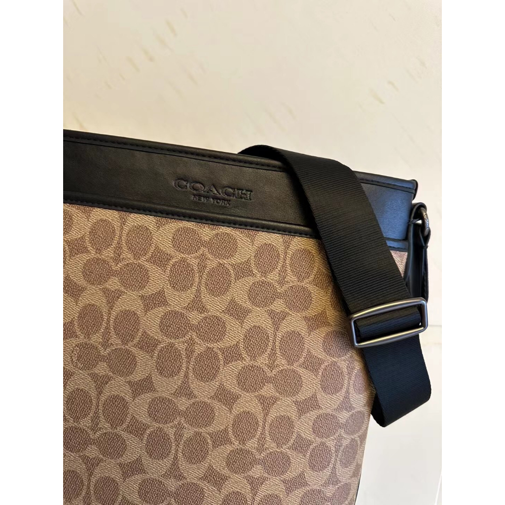 Coach original  110 CC111 men's classic logo canvas GOTHAM slim messenger bag shoulder bag Messenger bag  111