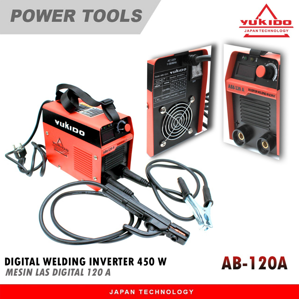 TERBARU MURAH !!LEBIH HEMAT LISTRIK - MESIN LAS LISTRIK 450W 120A YUKIDO INVERTER WELDING - TRAFO LAS YUKIDO 120A