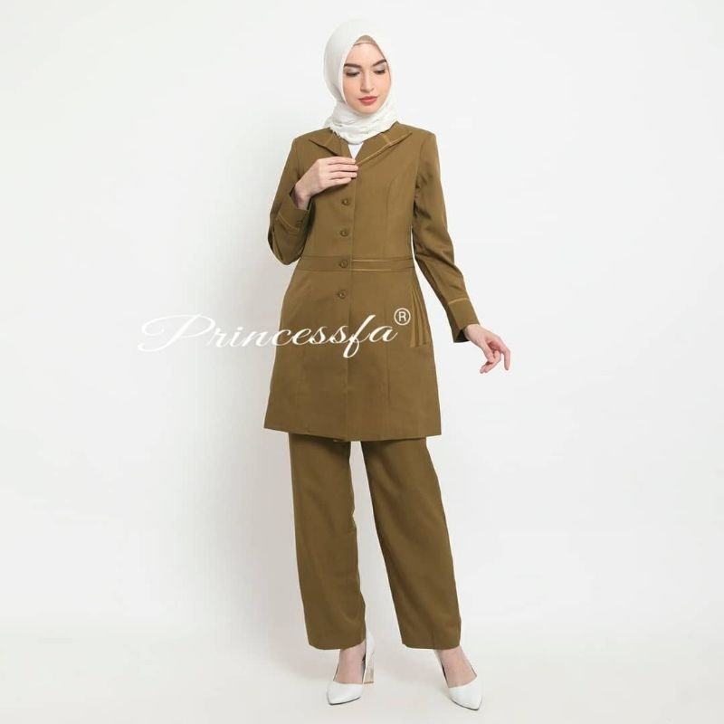 Seragam Princessfa / Seragam Pemda PNS Tunik Celana / Seragam Guru Set Celana / Pemda Tunik Terbaru / Baju PNS Tunik Stelan Celana