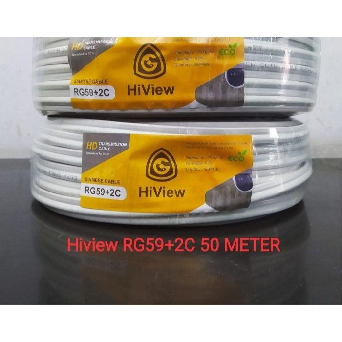 cable KABEL CCTV HIVIEW RG59 + POWER 50 METER MURAH 50m 50meter rg59p rg59 p gulung pabrikan