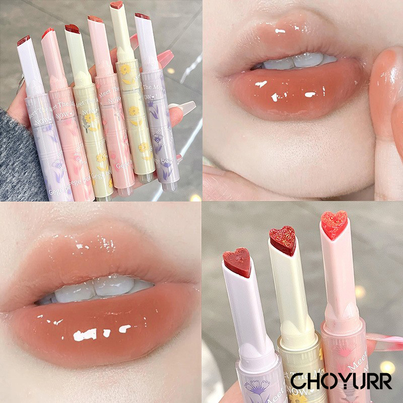 【COD】Gege Bear Flower Love Lipstik Moisturizing Lip Glaze Bentuk Hati Long Llasting-CH