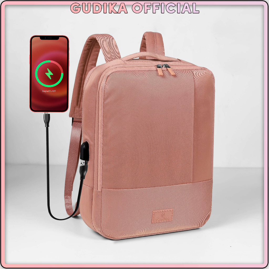 Tas GUDIKA Sefora 5330 ( 2 Fungsi ) Tas Laptop Backpack Ransel Nylon Waterproof 14 15 16 inch with USB Port - Tas Laptop Macbook Selempang Hand Strap - Ransel Kasual Bahan Nilon Anti Air Untuk Outdoor/Travel/Hiking/Sekolah/Hadiah