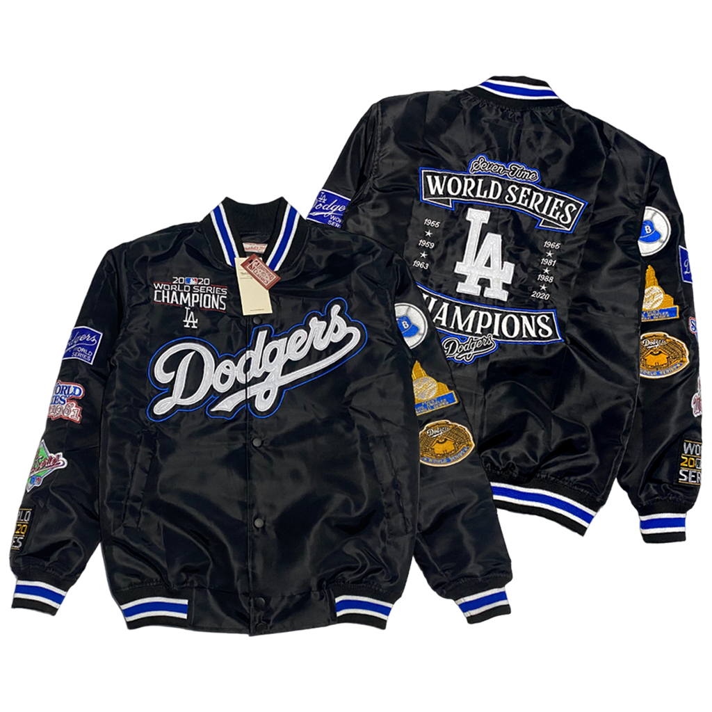 JUMPSHOT Varsity Jacket Baseball  Los Angeles Dodgers Pria Wanita Full Bordir Premium Hitam
