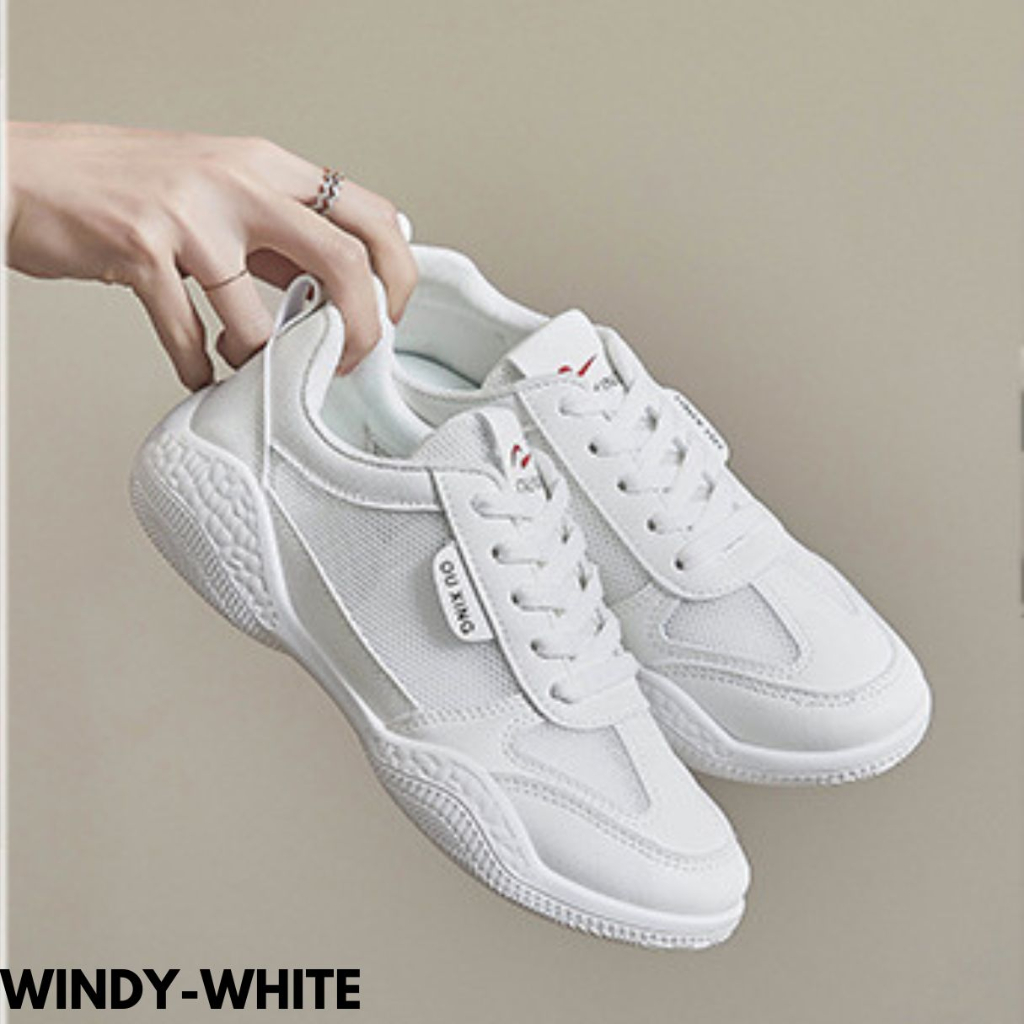 FINDME 36-40 WINDY SEPATU SNEAKERS WANITA BERTALI KEKINIAN CLASSIC BAHAN PU IMPORT