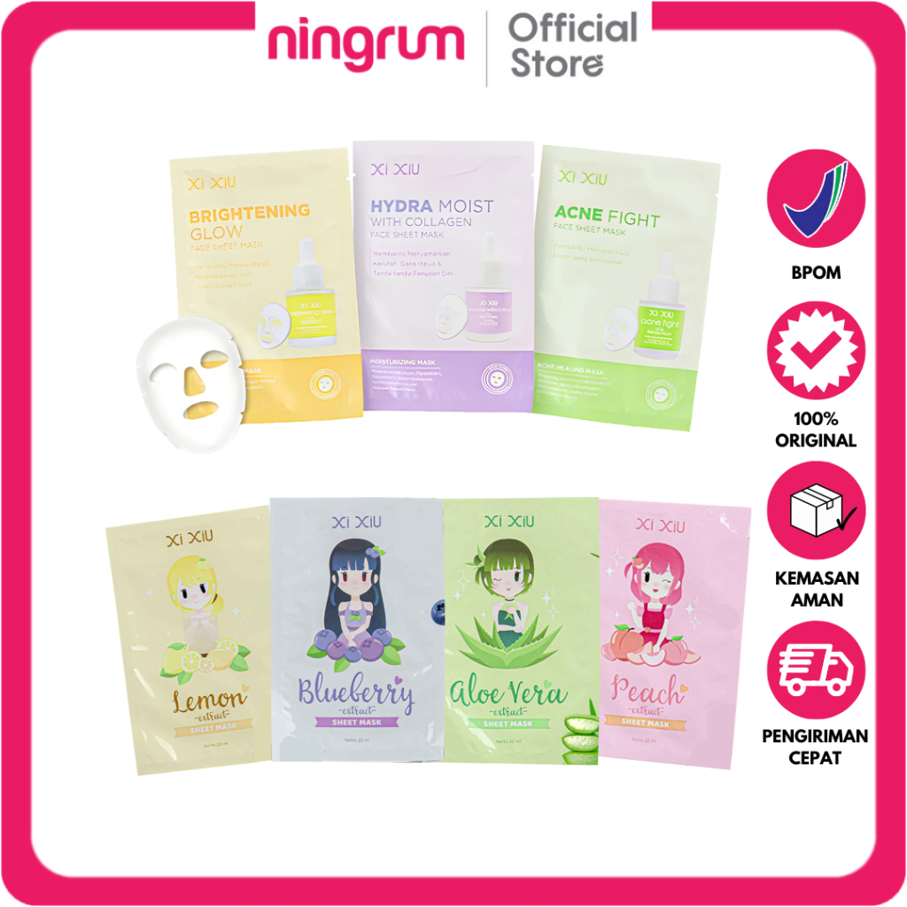 Ningrum - Ningrumshop Xi Xiu FACE SHEET MASK FRUITY SERIES / Masker Wajah Sachet / masker wajah original BPOM – 8706