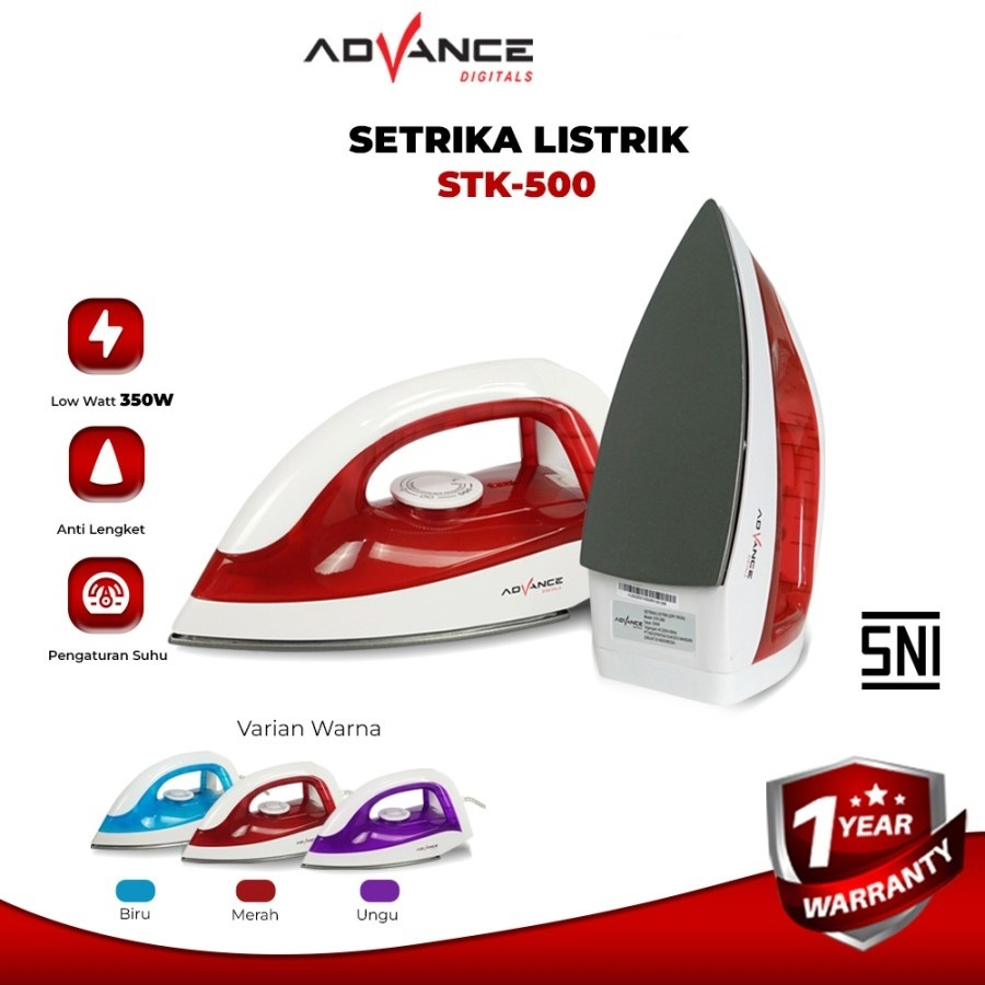 Advance Setrika Listrik (Dry Iron) Anti Lengket STK-500 - Random