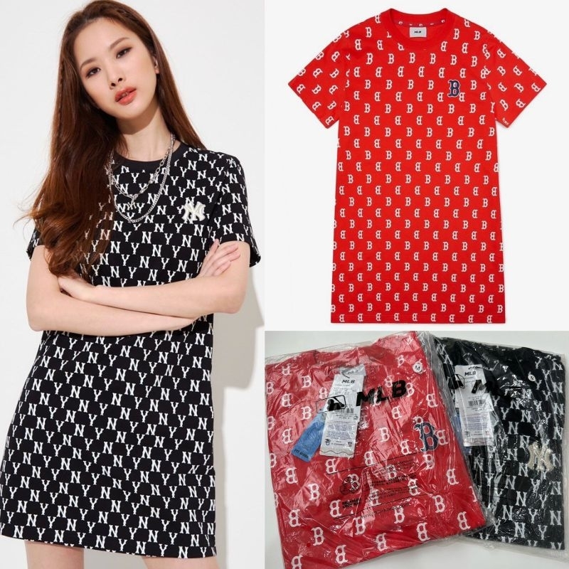 MLB logo cotton shirt dress