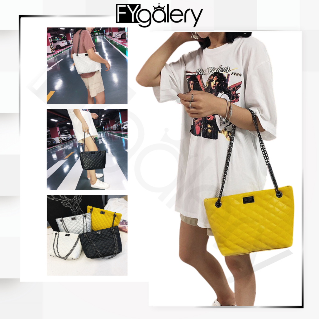 FYGALERY SPB009 Tas Selempang Bahu Wanita Besar Motif Kotak Slingbag Handbag Woman Fashion Murah