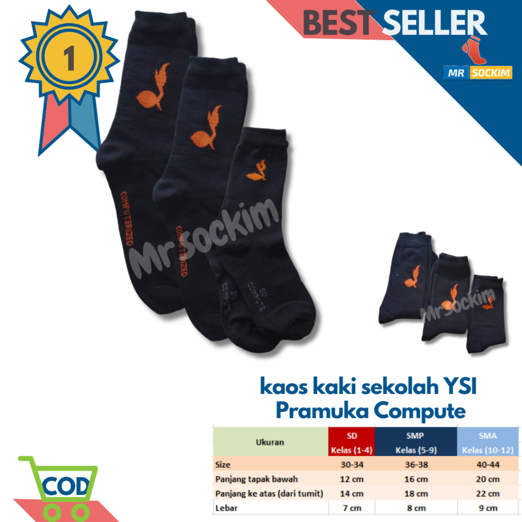 Kaos Kaki Sekolah Sd Smp Sma Pramuka Ysi Compute Spandek