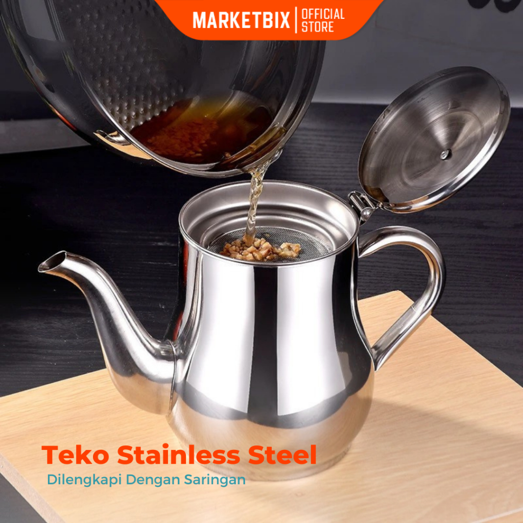 Teko Air Saji Minum Ceret Teh Tahan Panas Dingin Saringan Minyak Kettle Stainless Steel Anti Karat