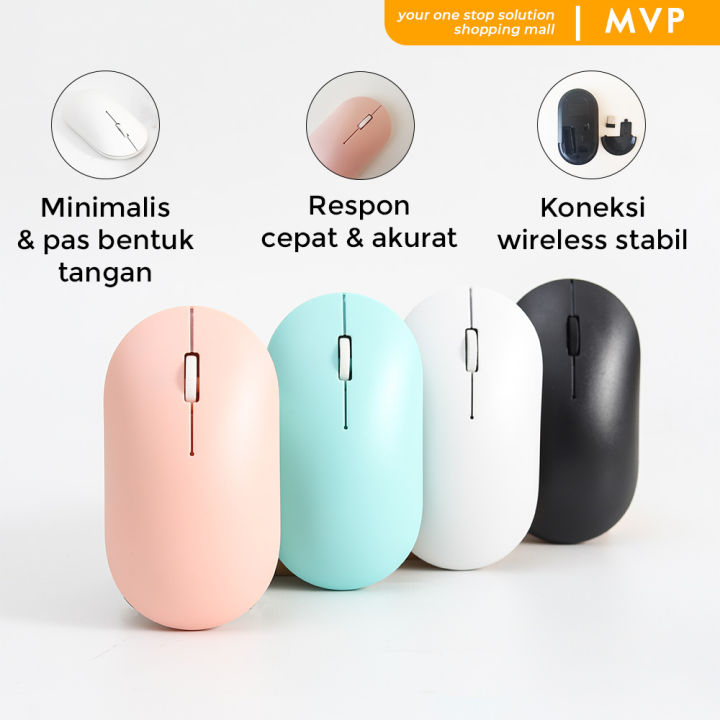 mouse macaron Wireless Optical Mouse Warna Macaron dengan desain minimalis