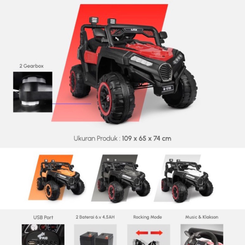 MOBIL AKI JEEP PMB UTX M8788 MODE AKI MAJU MUNDUR DISERTAI 2 GEARBOX