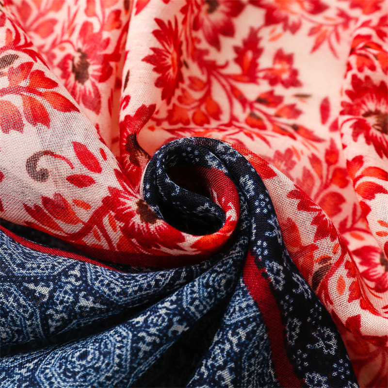 ITSFRIDAY FAWNIA Scarf - Premium Pashmina Shawl Selendang Syal Pasmina Hijab Import Motif Red Flower Tassel