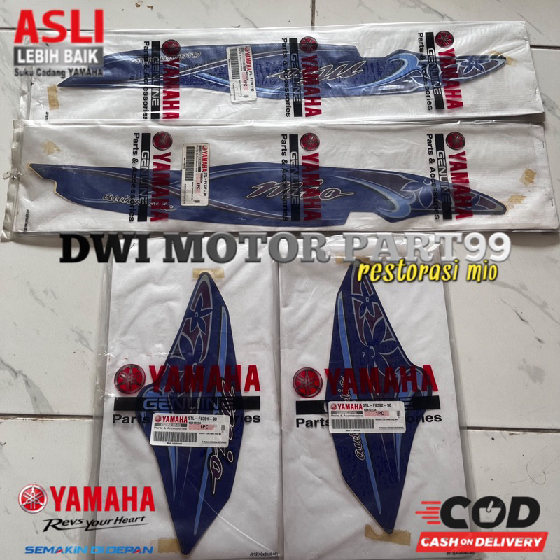 STRIPING GRAPHIC BODY SET MIO SPORTY BIRU BUNGGA 2005 4 BAGIAN ORIGINAL