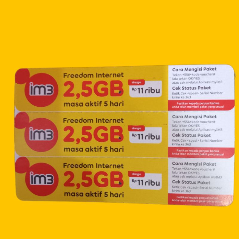 VC Indosat 2,5gb 5 hari ( 1pcs )