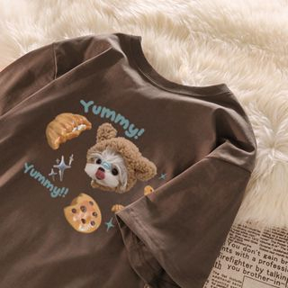 Raglan T Shirt Puppies And Desserts Kaos Oversize Baju Korean Style Wanita Ootd Atasan Wanita Kekinian Fashion