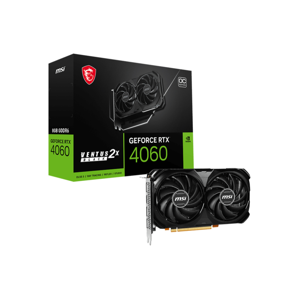 MSI GeForce RTX 4060 VENTUS 2X BLACK 8GB OC GDDR6 - ADA Lovelace VGA RTX4060 DDR6