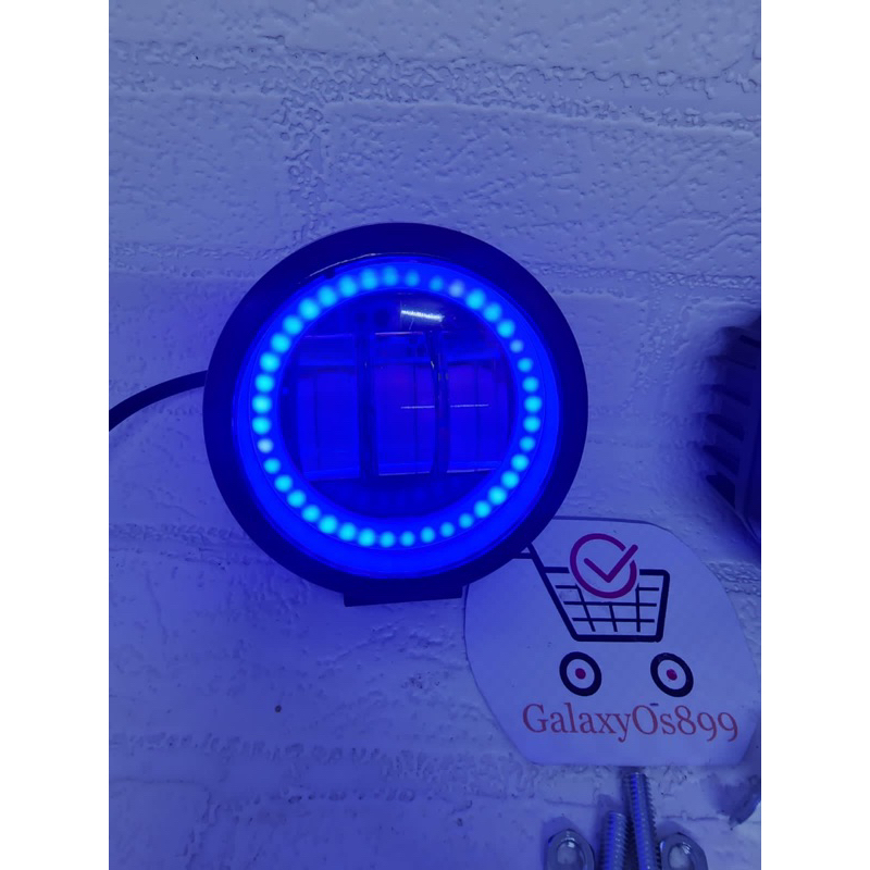 Lampu Tembak Daymaker 3 LED +Lampu Ring Biru - Lampu Daymaker 3 Led Variasi Putih - Biru