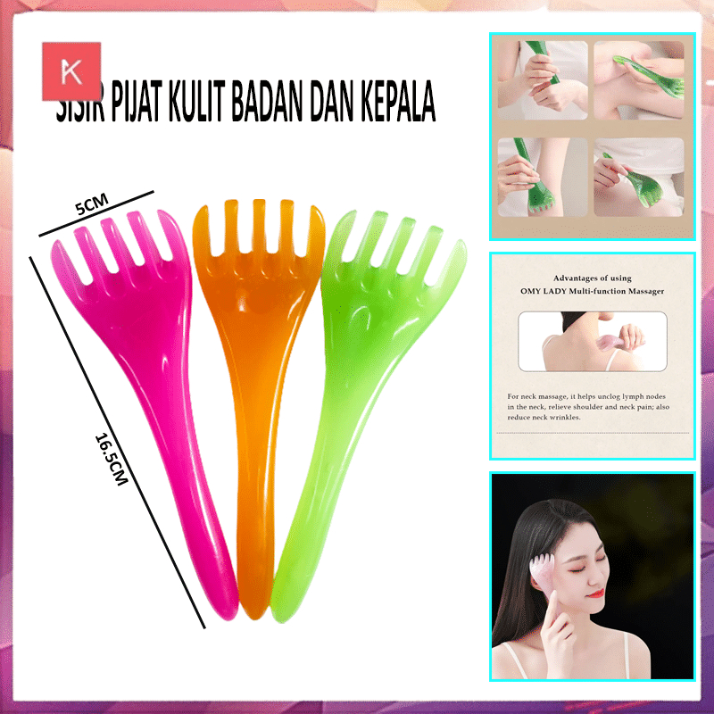 ANG SISIR GAGANG PIJAT SPA GUA SHA KULIT KEPALA DAN BADAN 5 CAKAR SERBAGUNA