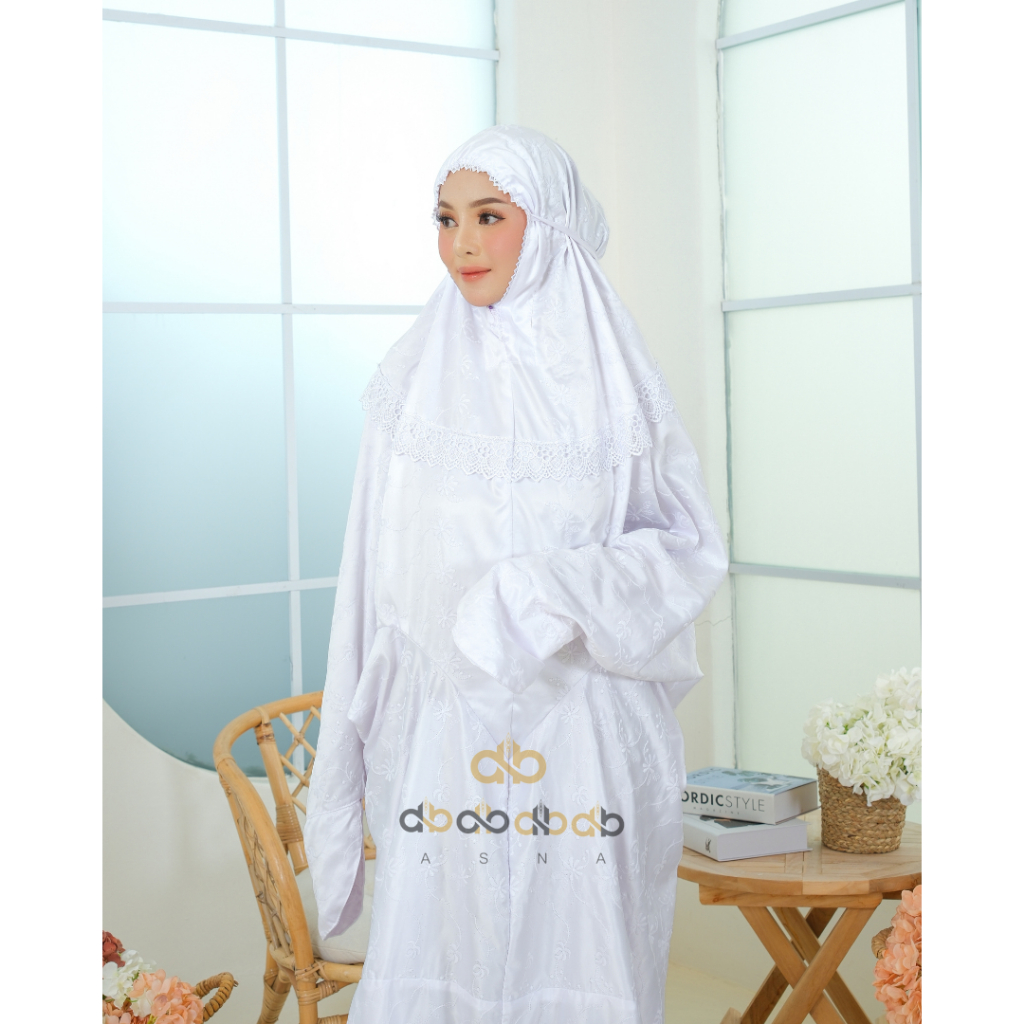 Mukena Mukenah Terusan Dewasa AsnaCollection٩٩ Sutra Paris Premium Jumbo Travelling