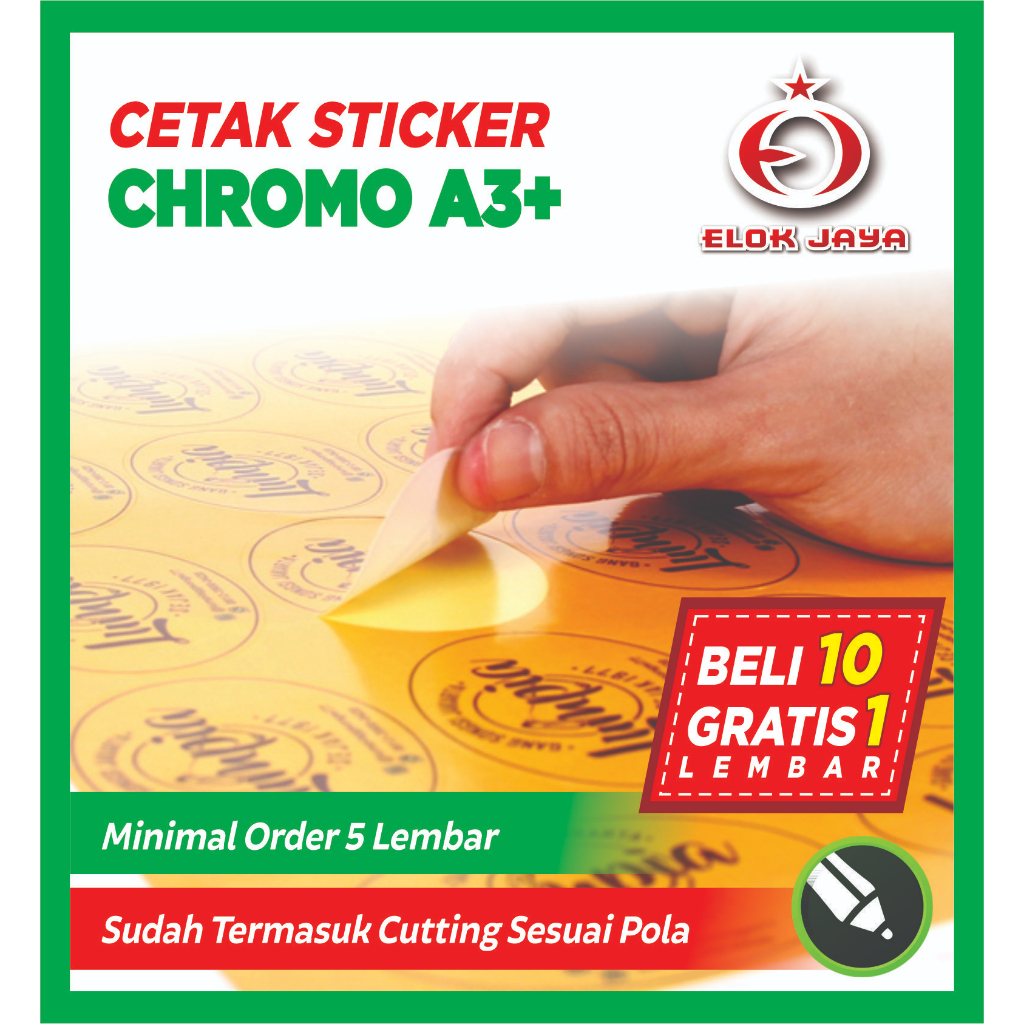 

Print sticker / cetak sticker Chromo label kemasan, minuman dll, bentuk suka suka (PRINT&CUT)