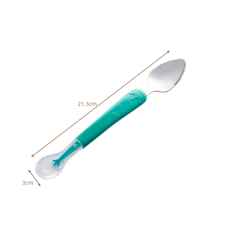 Sendok Makan Buah Bayi 2IN1 / Sendok Penghalus Kikis Pengeruk Buah Makan MPASI Bayi Tepi Gerigi / Baby Fruit Scraper Spoon CJ13