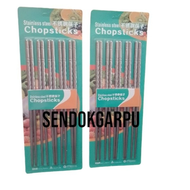 Sumpit Mie High Quality Stainless Steel 5 Pasang (10 Pcs) Stainless Steel
