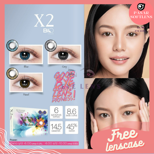 SOFTLENS X2 BIO COLOR NORMAL &amp; MINUS -0.50 sd -6.00 FREE LENSCASE DIA 14.5MM GREY &amp; HAZEL - BY EXOTICON / Softlen Soflen Soflens